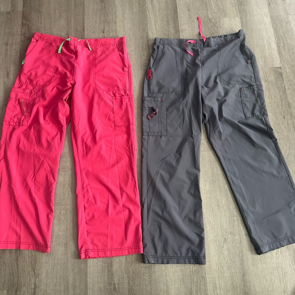 Pink and Gray scrub Pants Set
